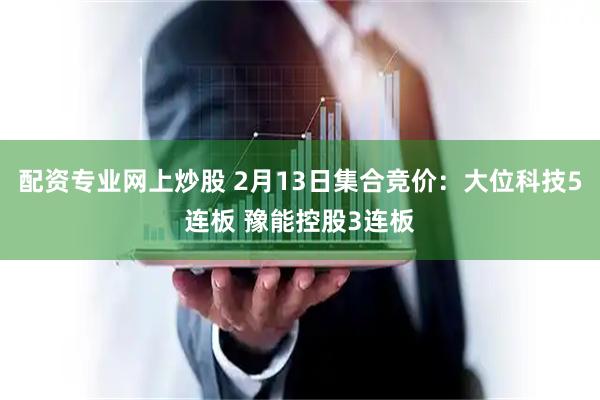 配资专业网上炒股 2月13日集合竞价：大位科技5连板 豫能控股3连板