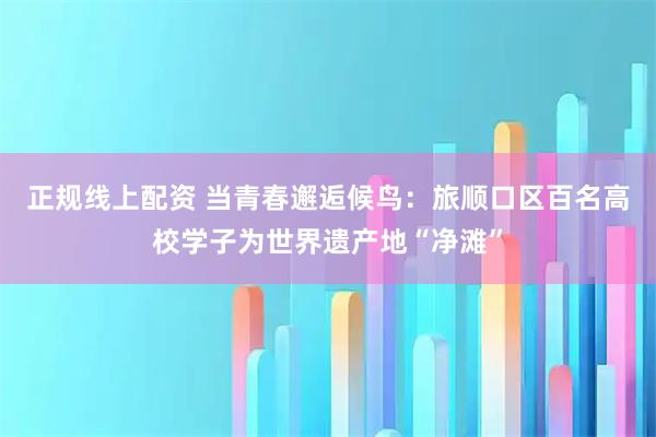 正规线上配资 当青春邂逅候鸟：旅顺口区百名高校学子为世界遗产地“净滩”